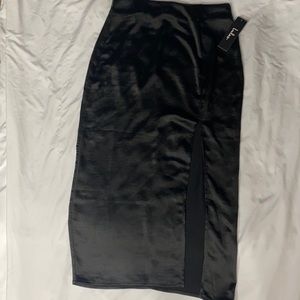 Lulus Satin Midi Skirt W/ Side Slit.